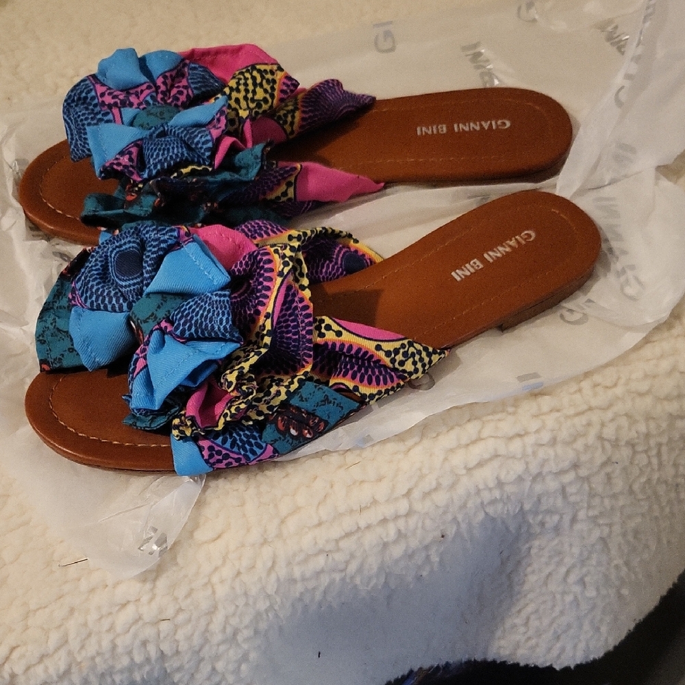 Gianni Bini Vibrant Blue and Pink Sandals